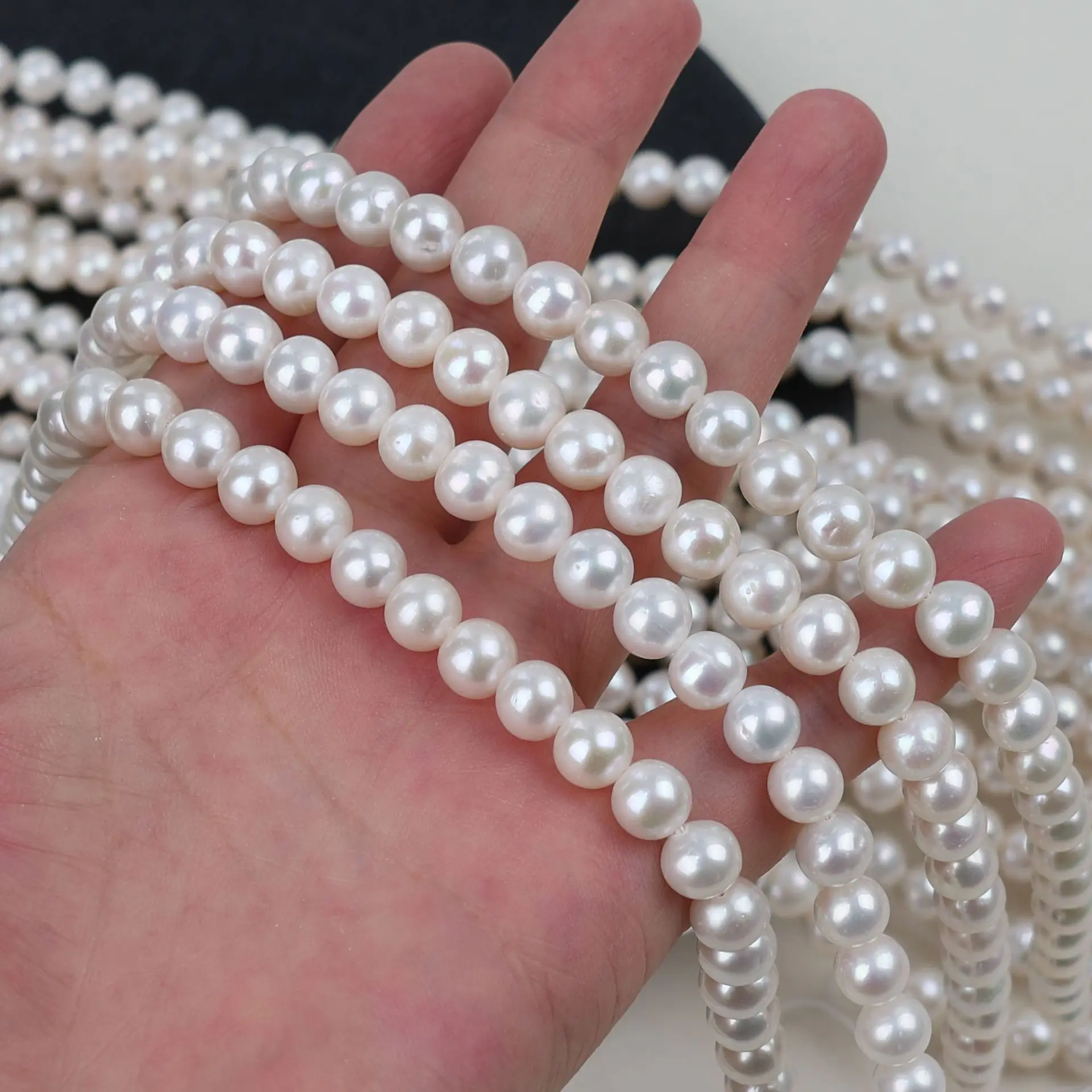 Cultured Freshwater Pearls 7.5-8mm Near Round Minor Defect Loose Beads Handcraft Material For Women Necklace Bracelet Earrings