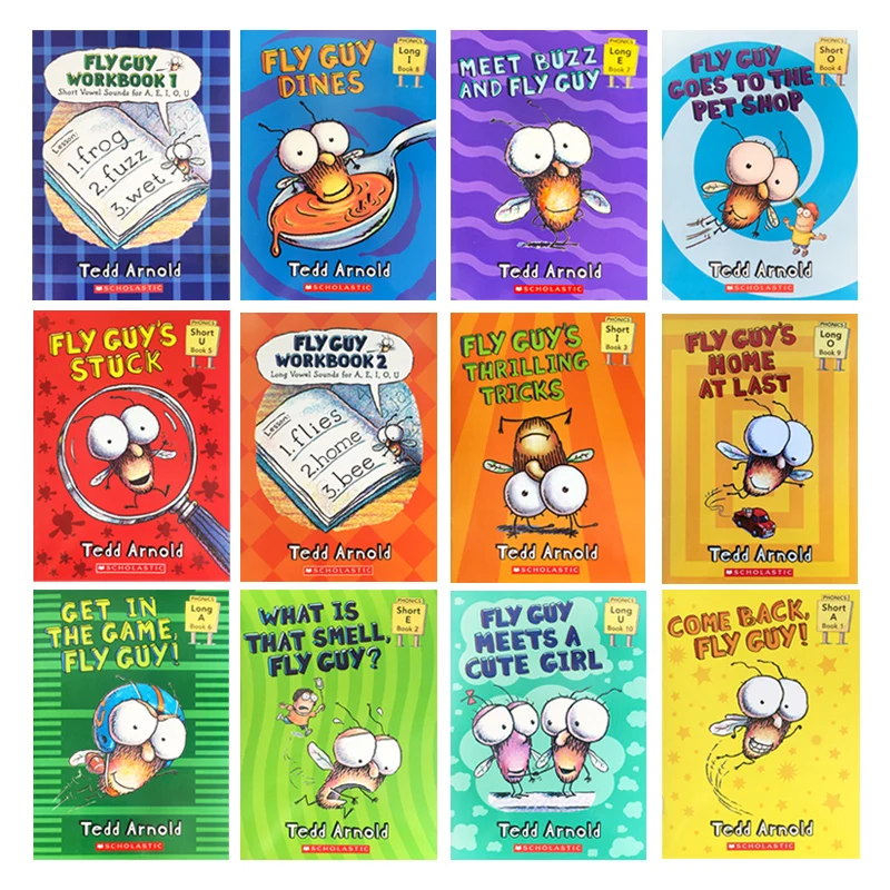 

12 Books/Set Fly Guy set Phonics English Picture Books I can read Children story book Early Education pocket Reading Book