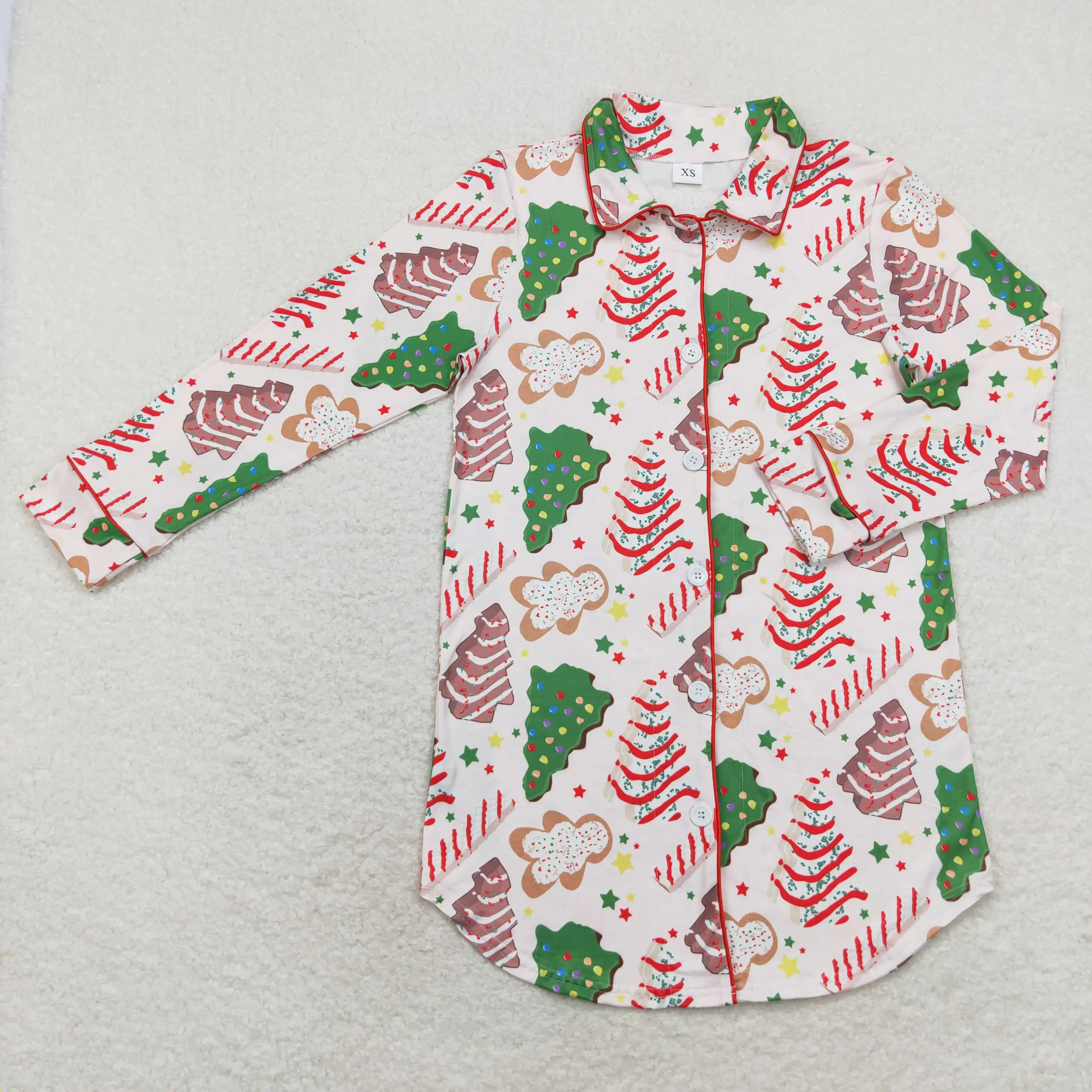 Wholesale Mom Camo Christmas Tree Pocket Sleepwear Outfit Infant Cotton Pajamas Adult Long Sleeves Button Down Set