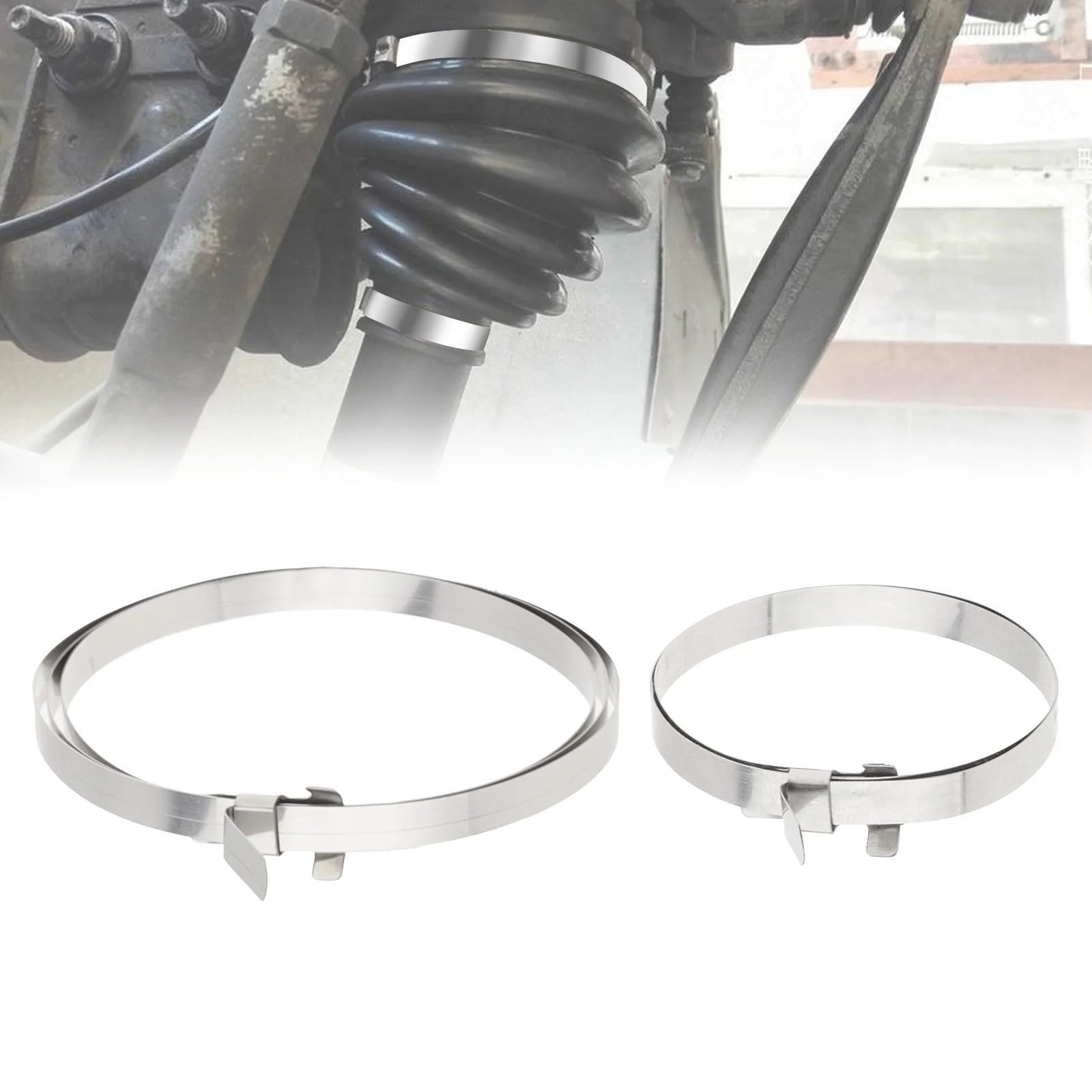 

2pcs Universal Adjustable CV Boot Clamp for Car Ball Cage 304 Stainless Steel Pipeline Drive Shaft Joint Boot Crimp Clamp Kit
