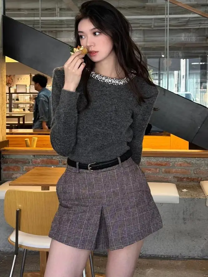 

New High-End 2026 ey Diamond-Embedded Alpaca Knitted Sweater Miu Series Lady's Top Faionable Commute Sle Slim Fit Long ...