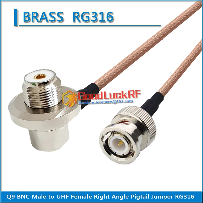 

Q9 BNC Male to PL259 SO239 UHF Female Washer Nut Right Angle 90 Degree RF Connector Pigtail Jumper RG316 extend Cable