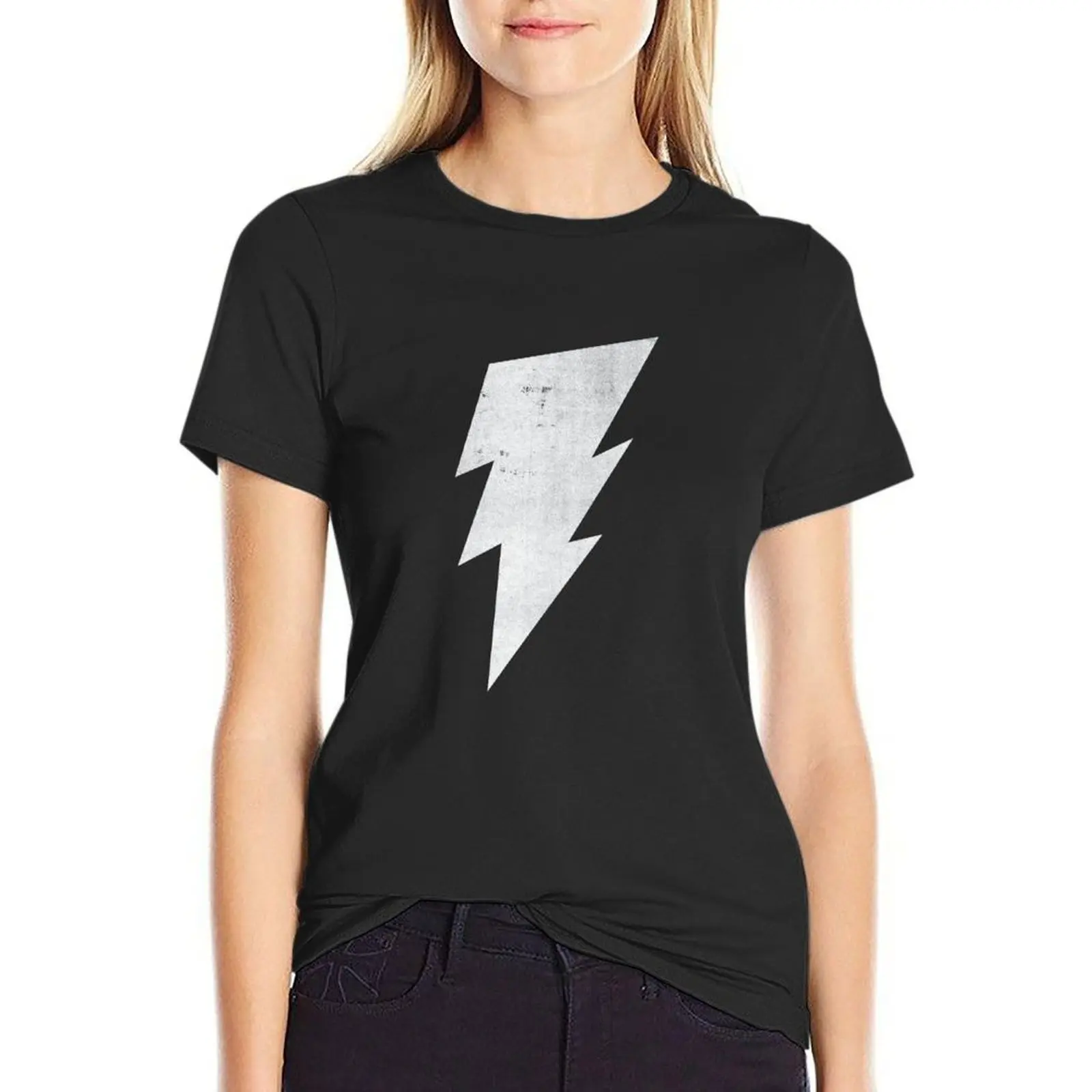 White Lightning Bolt T-Shirt tees oversized Top Women