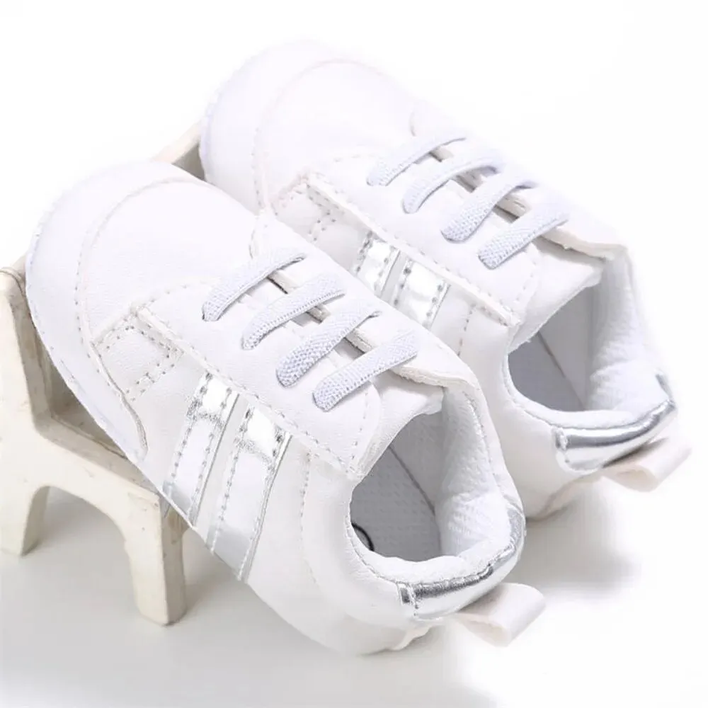 Meckior Baby Sneakers Classical Sport Soft Sole PU Leather Shoes Streaks Multi-Color First Walker Newbor Baby Boy Girl Shoes image 4