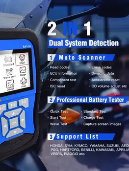 JDiag M200 摩托車診斷 OBD2 掃描器 故障碼讀取器 電池測試儀 摩托車診斷工具,適用於寶馬、雅馬哈、川崎、本田等車型。 10 最佳銷售 診斷摩托車 - №4