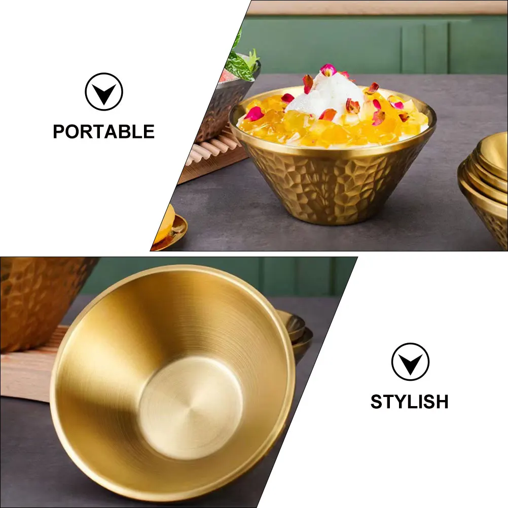 

Hammered Salad Bowl Stainless Steel Multi function Lightweight Food Storage Serving Kitchen Supplies Reusable Mixing Noodle Bowl