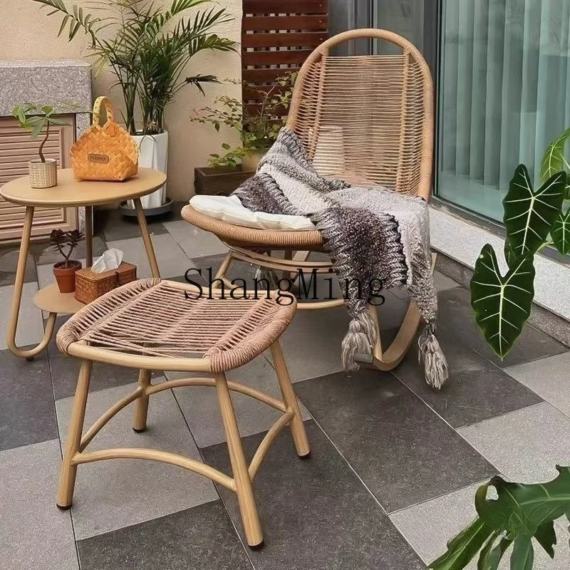 CL chaise à bascule simulation rotin matériel style chinois cour extérieure en forme de L chaise paresseuse