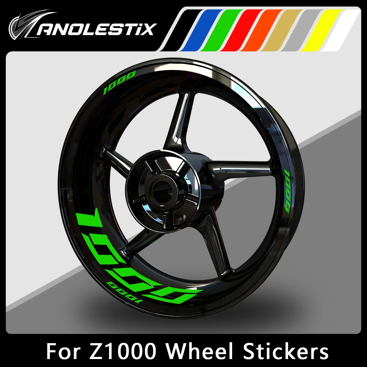 

AnoleStix Reflective Motorcycle Wheel Sticker Hub Decal Rim Stripe Tape For Kawasaki Z1000