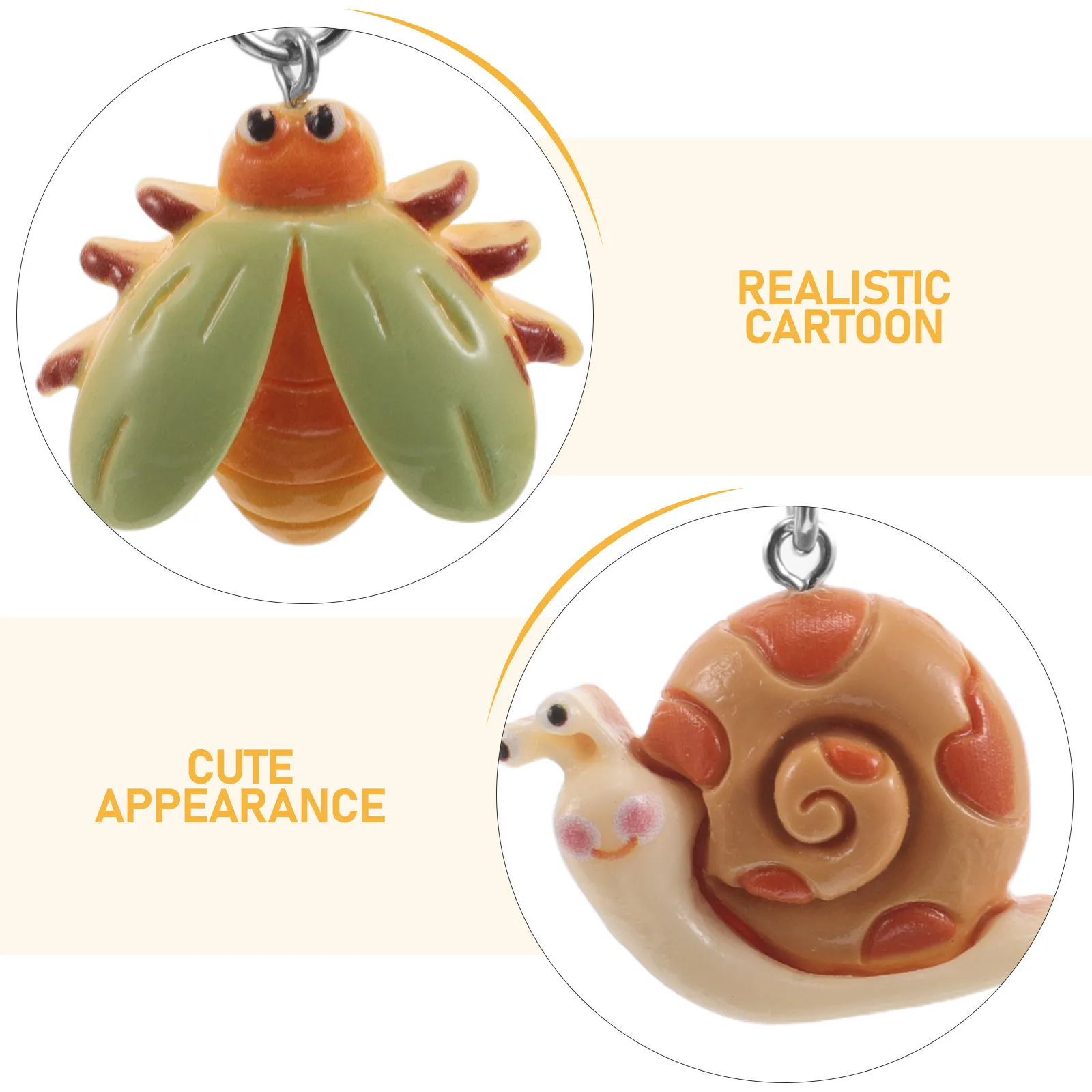 12Pcs Cartoon Keychain for Backpack Lifelike Insect Charm Bright Color Non-Scratch Pendant Decoration Unisex Fun Gift Idea