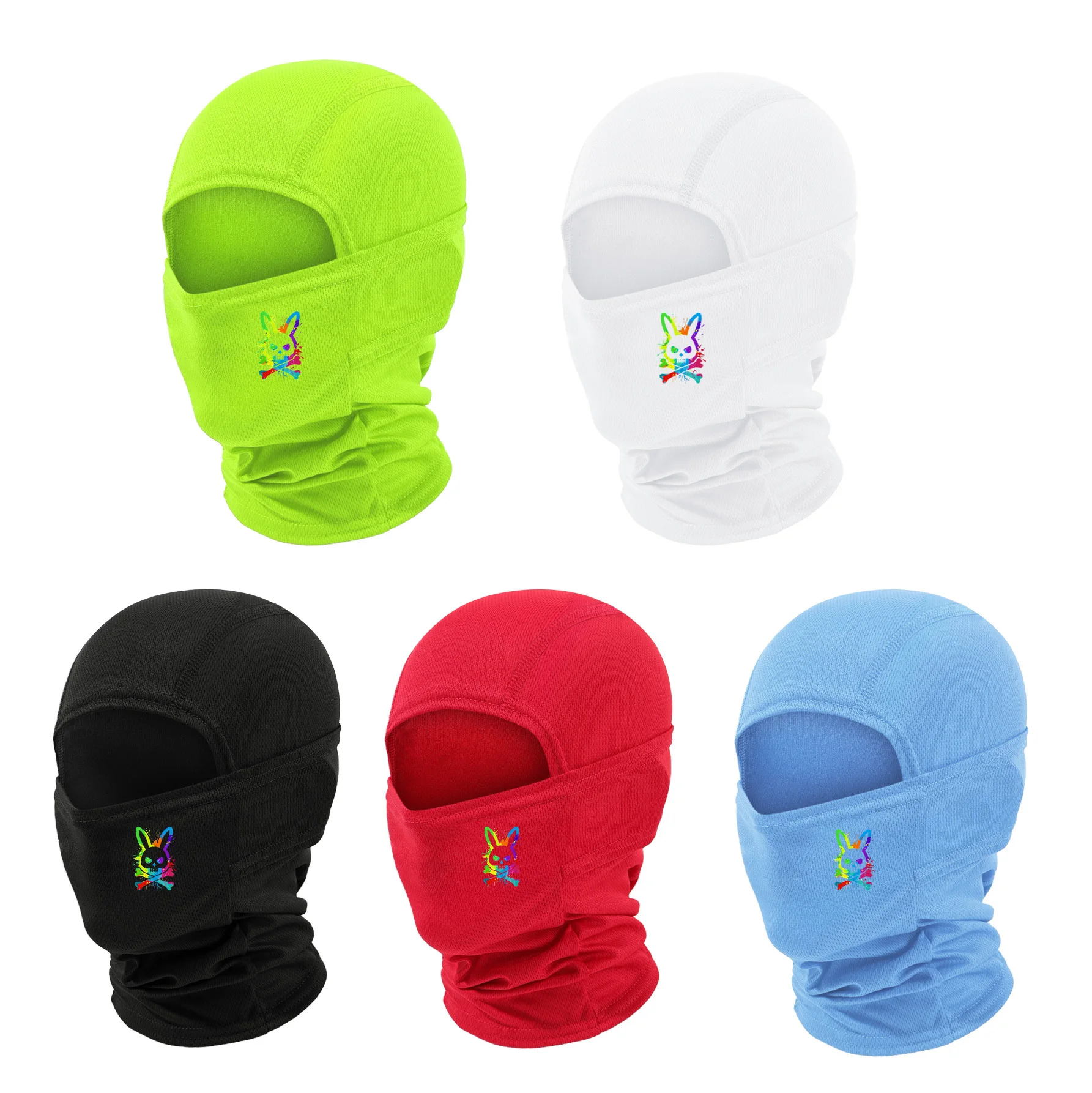 1/4/5PC Rainbow Rabbit Skull Mask | Breathable Fabric+Colorful Printing, Leading the Internet Trend