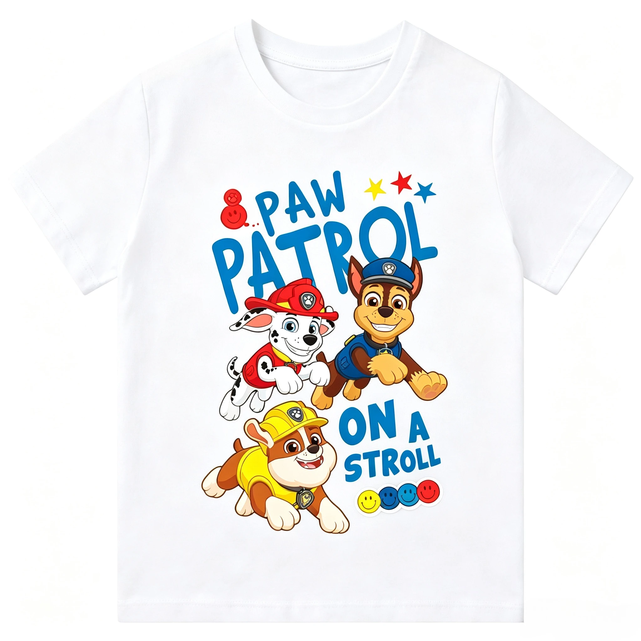 Paw Patrol Children's T-shirt Cartoon Dog Pattern T-shirt Men's and Women's Short Sleeved Children's Birthday Gift Clothing