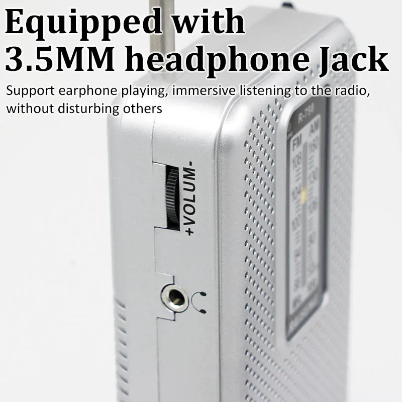راديو جيب محمول صغير FM/AM ثنائي النطاق أجهزة الراديو العالمية مع 3.5 مللي متر سماعات جاك/هوائي عالي الحساسية/مكبر صوت #3
