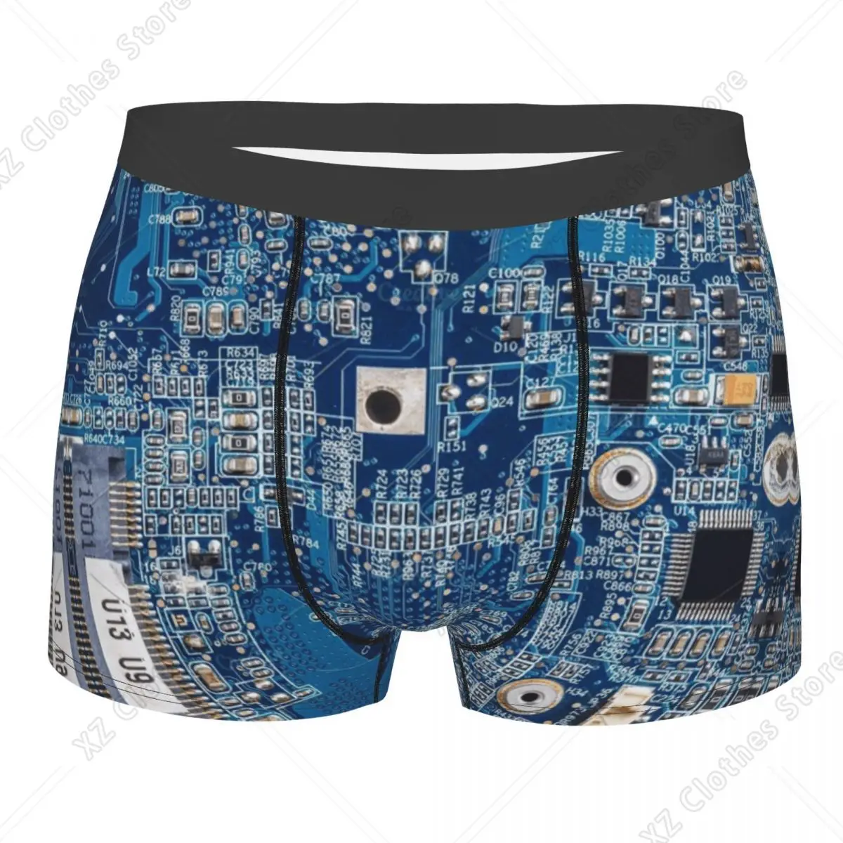 Custom Blue Circuit Board Boxers Shorts Men's Computer Motherboard Programmer Tech Briefs Underwear Fashion Underpants