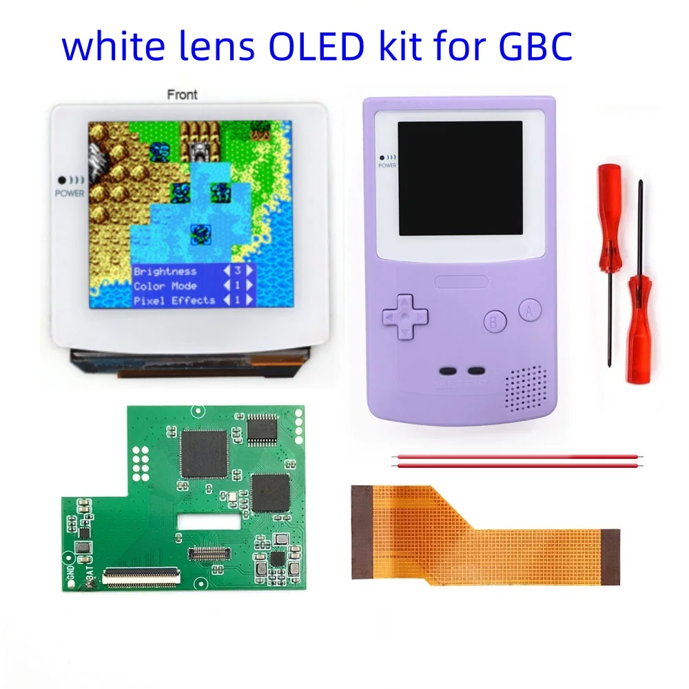 White OLED Touch Screen Laminated  LCD display  OSD Menu RETRO PIXEL AMOLED Screen Set For Game Boy Color shell Housing