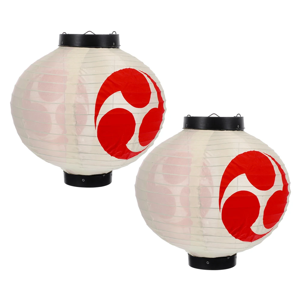 

2Pcs Waterproof Lanterns Japanese Silk Decorative Red Festive Hanging Lanterns Outdoor Indoor Paper Traditional
