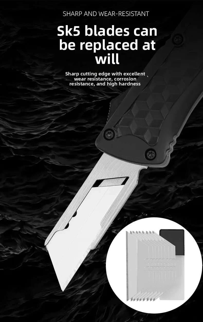 Kunstmesser, Multifunktionsmesser. Hochwertige Geschenkbox-Verpackung, mit 10 Klingen und einer Nylon-Messerhülle als Geschenk. – Detail 3