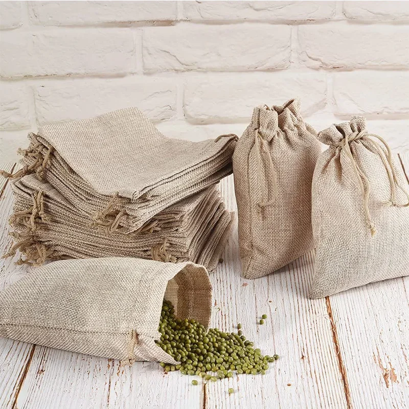 5/10Pcs Burlap Gift Bags with Drawstring Jute Bags Linen Sacks Storage Bags Burlap Bag for Wedding Favors Party Jewelry Pouches