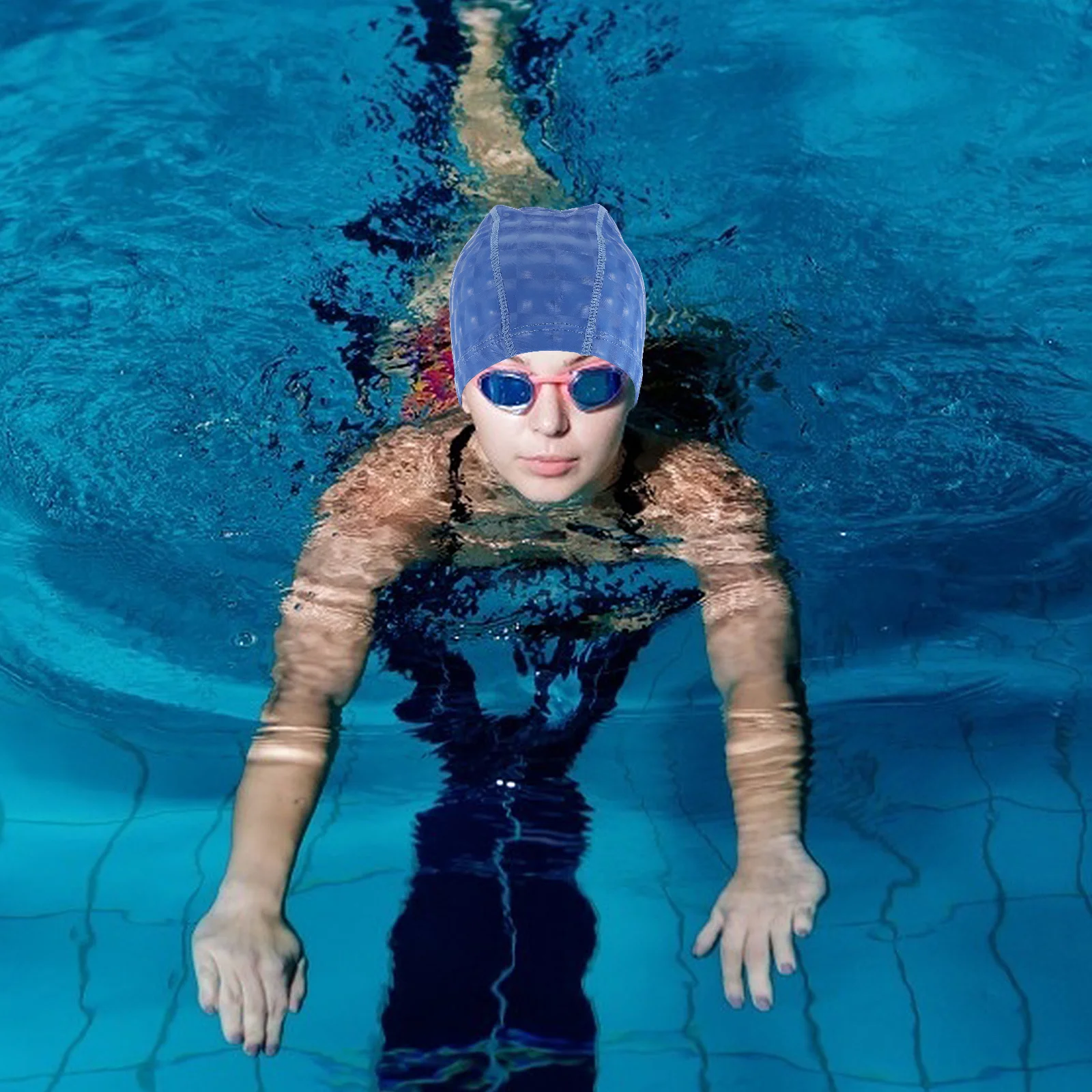 Effen kleur badmuts Lichtgewicht waterdichte elastische Pu-coating voor zwembadzwemmen Gesynchroniseerd volwassenen lang haar