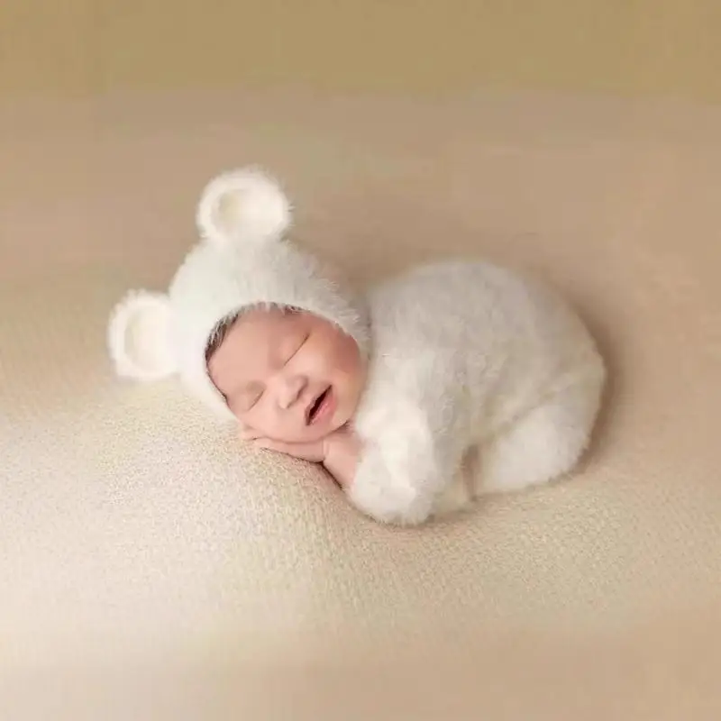 เครื่องแต่งกายเด็กหมีธีมเสื้อผ้าRomperและหมวกชุดถ่ายภาพเสื้อผ้าการถ่ายภาพPropsสำหรับBoy GirlหลายสีA2UB