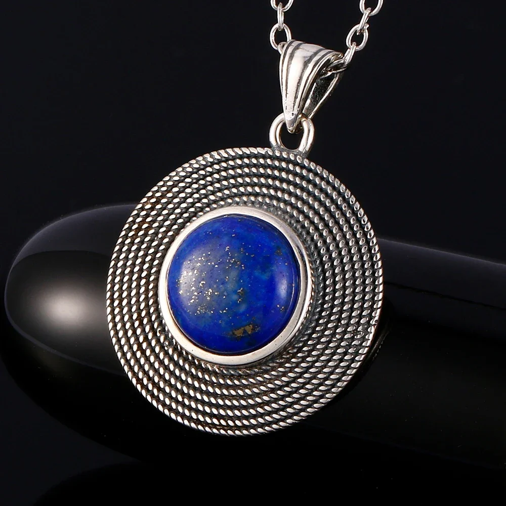 

Sterling Silver 925 Necklace Natural Lapis Lazuli Stone Pendants Necklace for Women Gift Simple Fashion Fine Jewelry