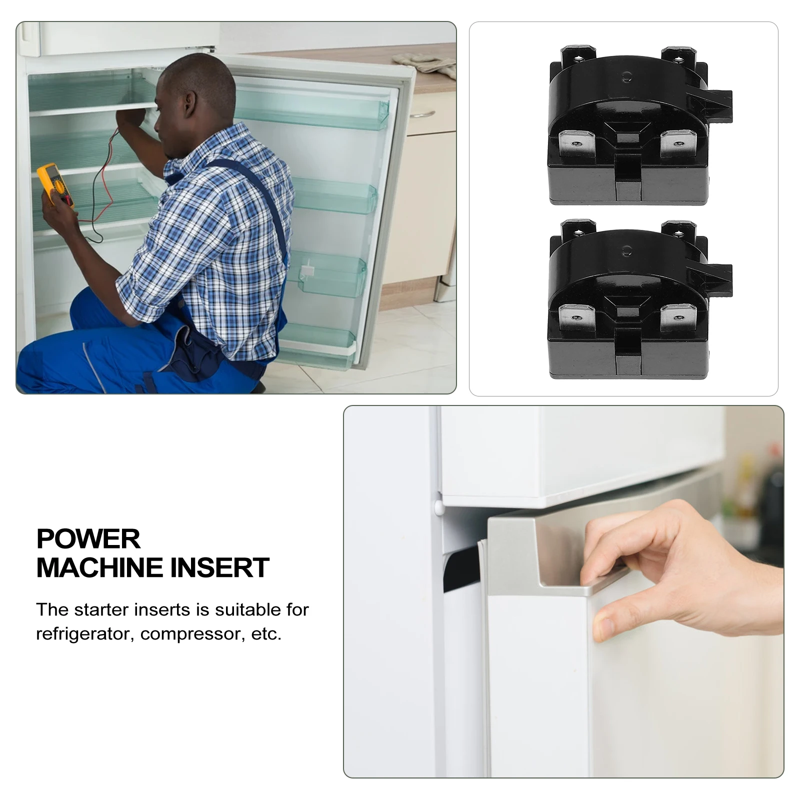 

4pcs Compressor Starter Insert for Fridge Refrigerator High Quality Plastic Repair Durability Practicality Overload Protector