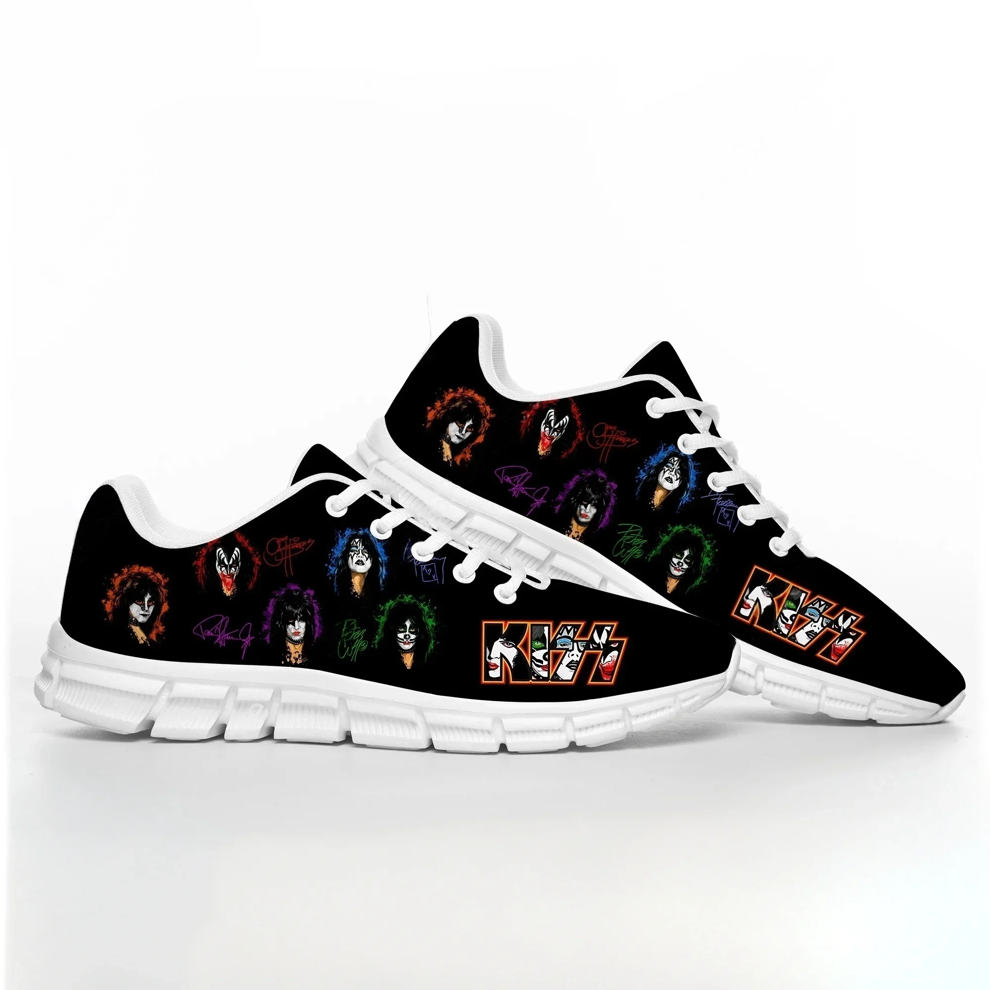 

Kiss Rock Band Sports Shoes Mens Womens Teenager Sneakers Footwear Casual Custom Made Couple Shoes White