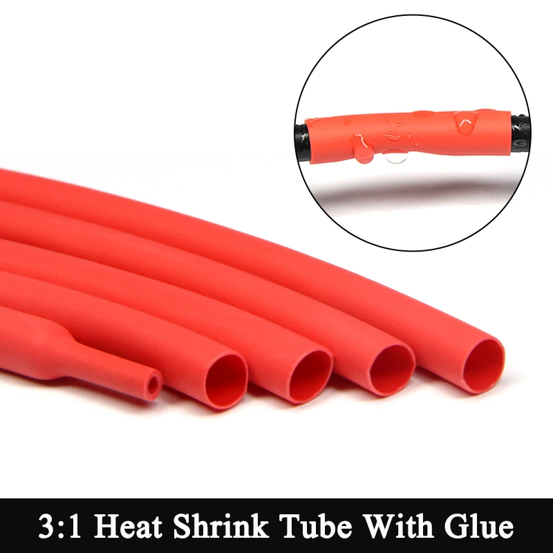 3:1 Heat Shrink Tube Red 1.6mm ~ 39mm With Glue Double Wall Polyolefin Insulation Adhensive Lined Wire Cable Protector Sleeve