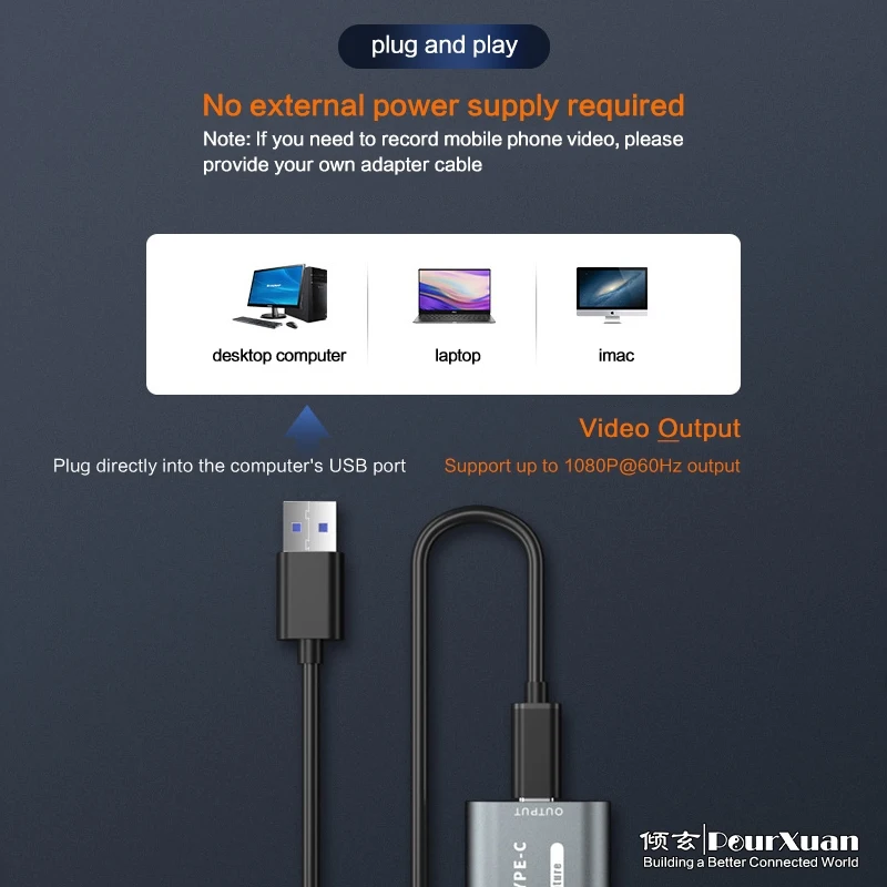 Usb Sang Hdmi Tiểu Ly Android Mac 4K Ultra Hd Chụp Ảnh Thẻ Loại C Phát Trực Tiếp HDMI To USB tiểu Ly Hộp Thu Âm Cho PC PS4