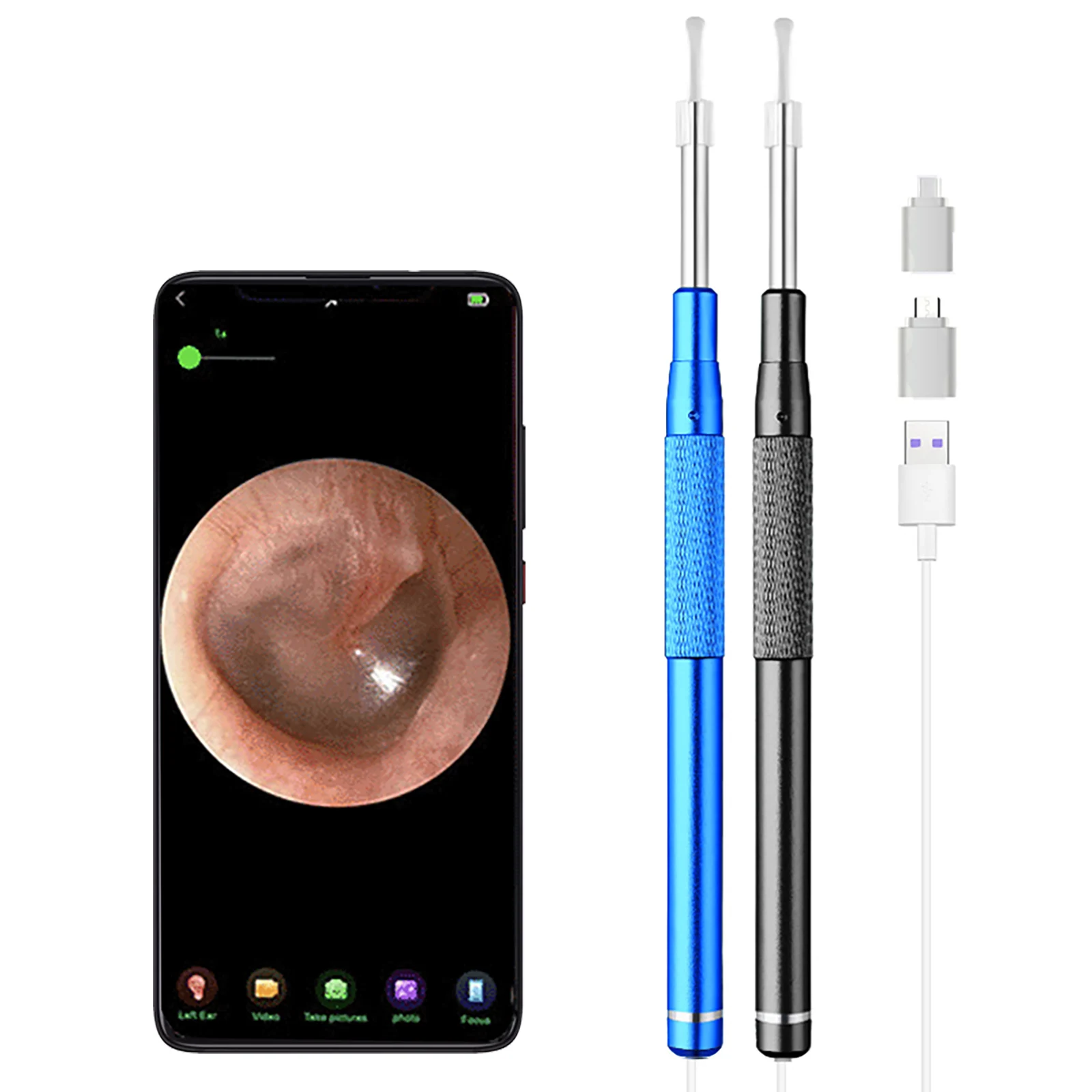 Ear Cleaner Endoscope 5.5MM HD Smart 3 in 1 Digital Endoscope Earwax Cleaner Tool With 2 Ear Spoon Ear Cleaner For PC Android