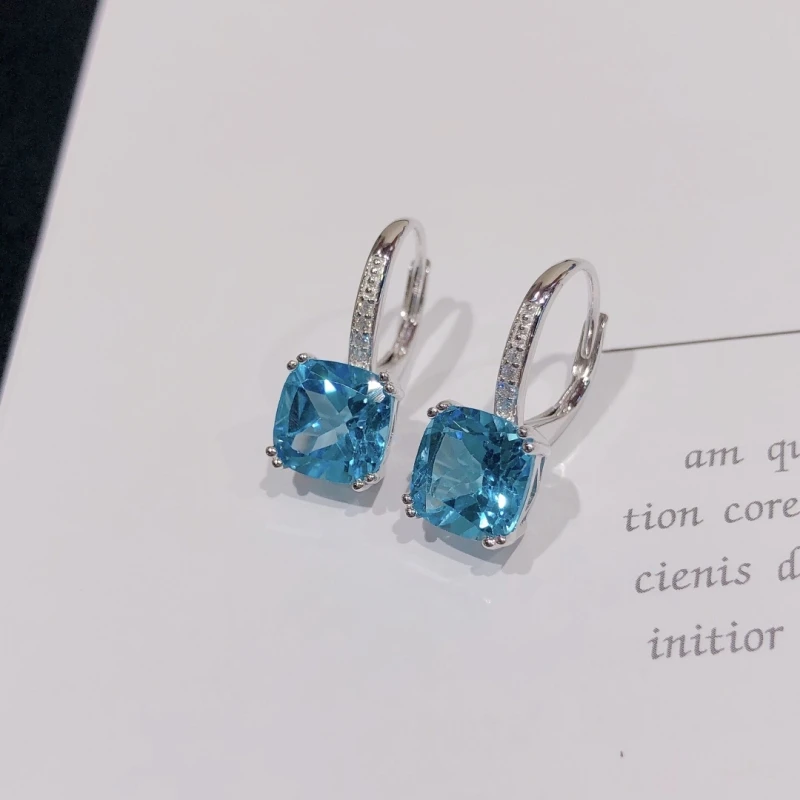 

Simple Fashion 925 Sterling Silver Inlaid Swiss Blue Topaz Women's Earrings Birthday Valentine's Day Anniversary Gift