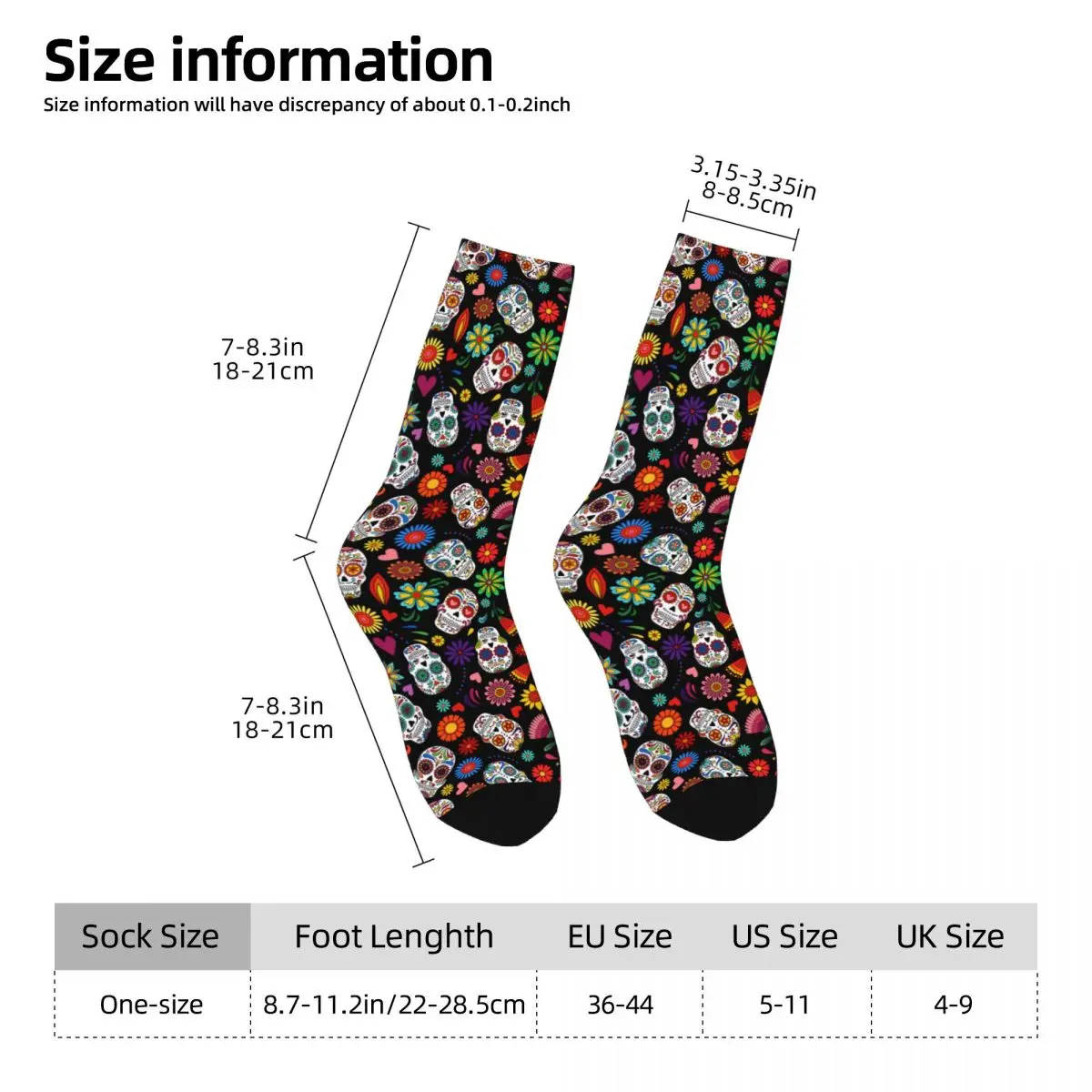 Dia De Los Muertos Crazy Men's Socks Unisex Mexico Sugar Skull Street Style Pattern Printed Novelty Crew Sock Boys Gift