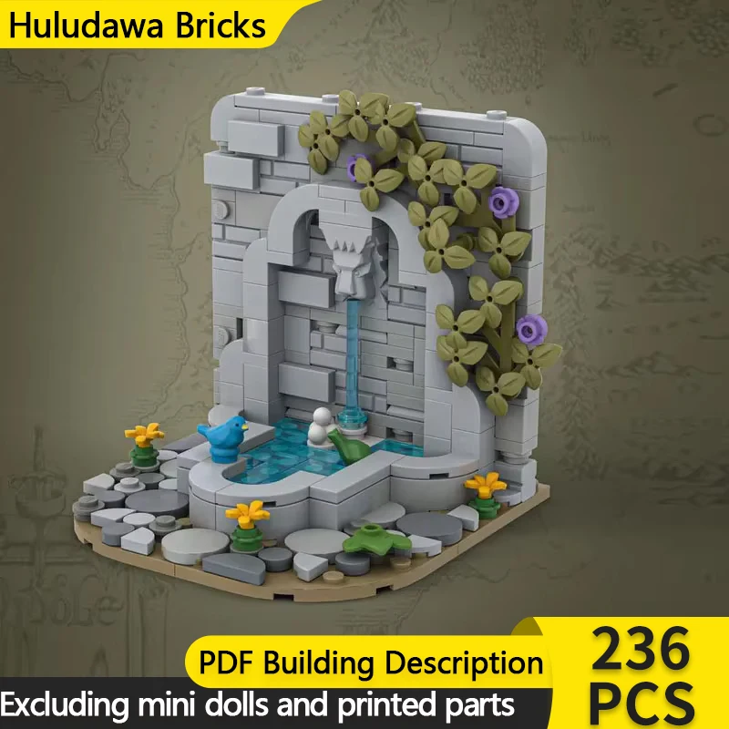 Medieval Castle Model MOC Building Bricks Fountain In The Backyard Modular Technology Gifts Holiday Assemble Children Toys Suit