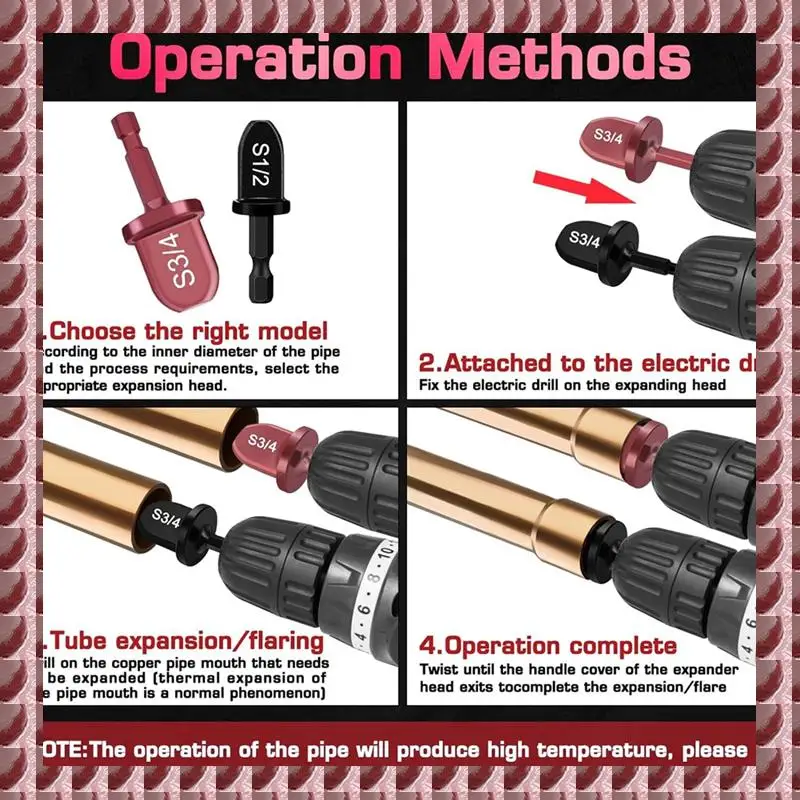 

13 Piece Copper Flaring Tool Pipe Expander, HVAC Repairing Kit Carbon Steel 1/4In,3/8In,1/2In,5/8In,3/4In,7/8In Boring Drill Bit