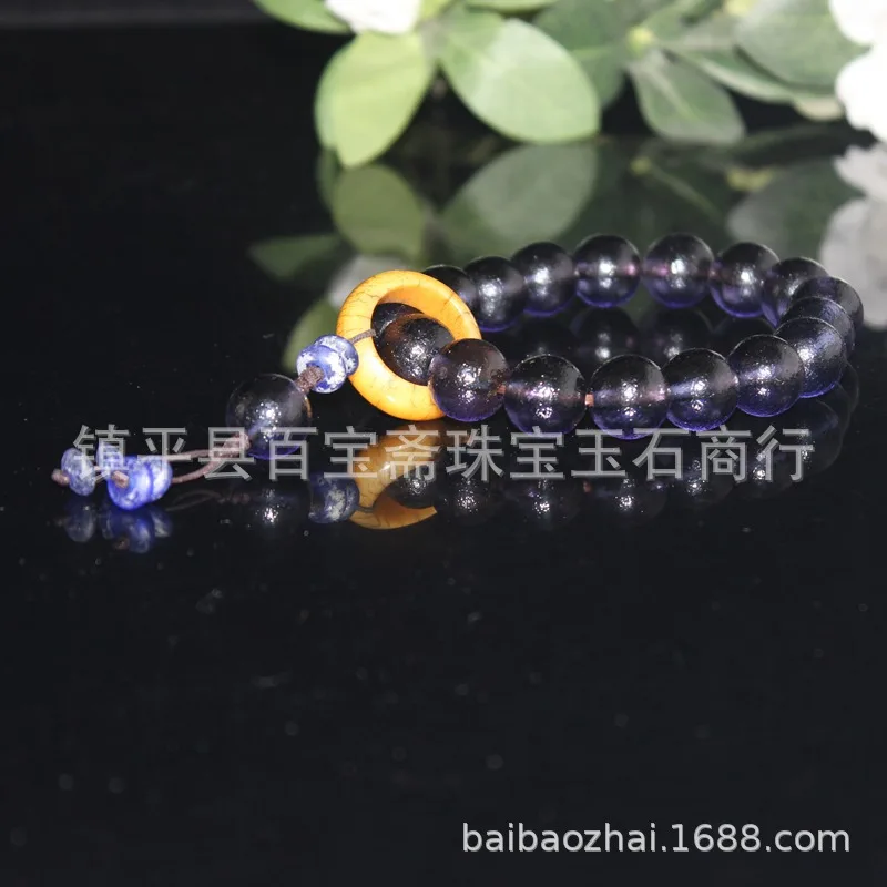 Old Qing Dynasty Glass From Ju Ma , Purple Ju Ma River Round Beads, 18-Bead Hand-Held Rosary