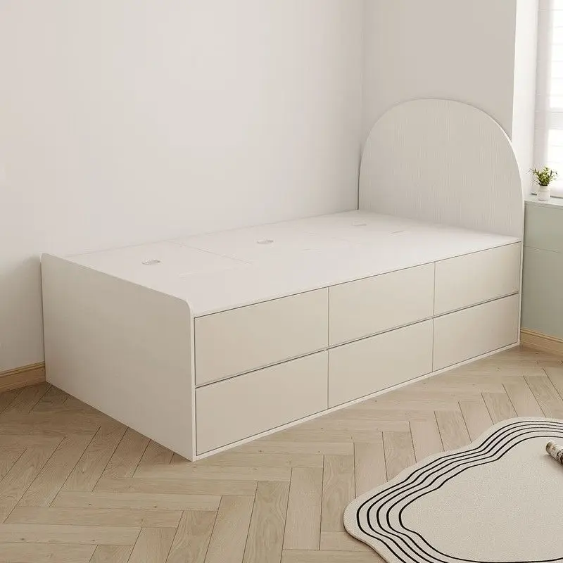 Second bedroom high box solid wood core board double with drawer floor storage