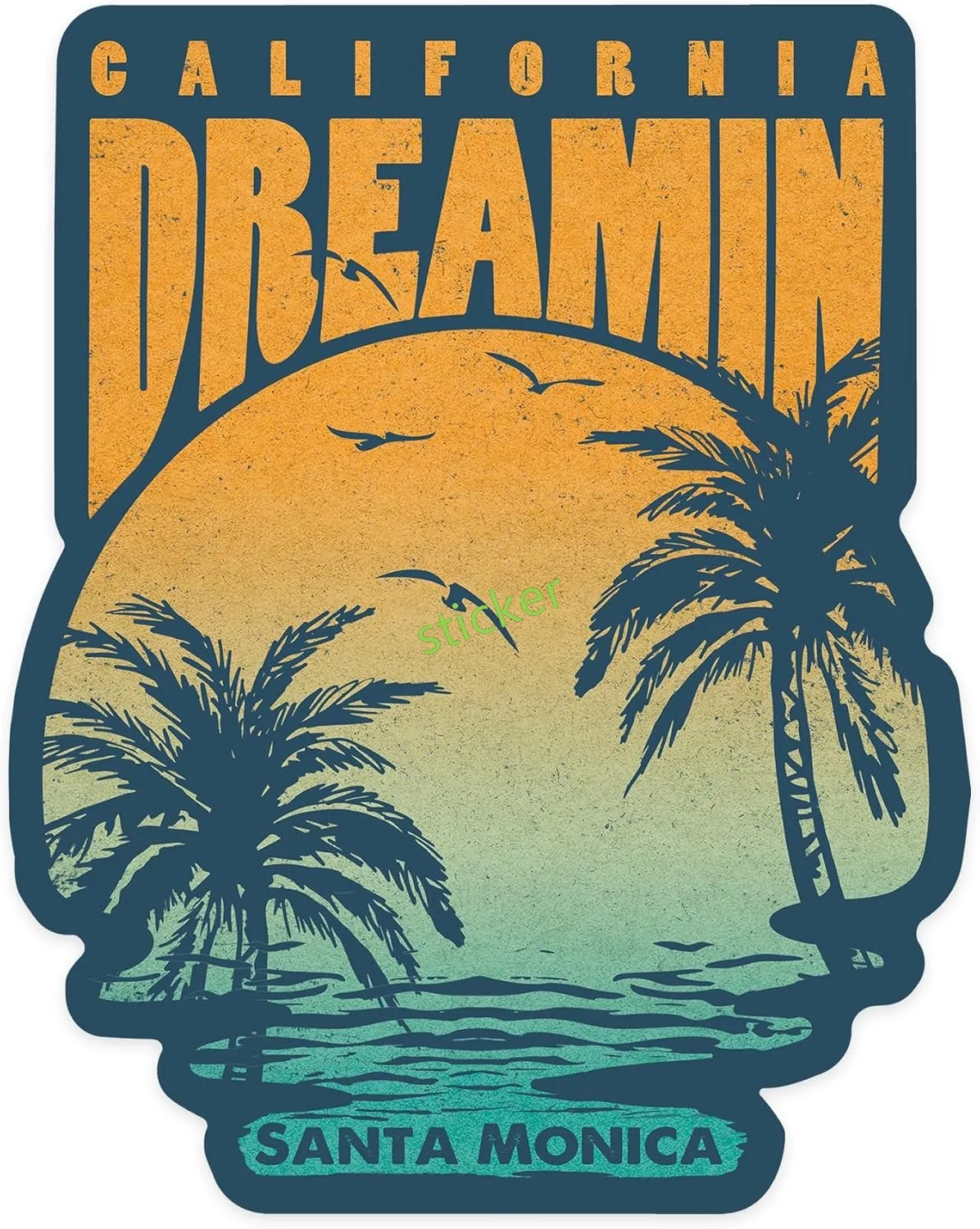 

California Retro Round Cover Scratches Motorcycle Label Stickers Decoration Accessories Custom PVC Personality,