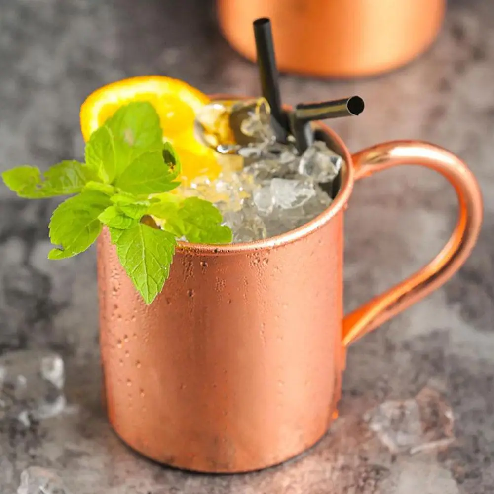 New High-end 420ML Pure Copper Mug Moscow Mule Mug Solid 16 Oz Copper Mugs-Cylinder-Shaped Cocktail Beer Cold Drink Mug Cup