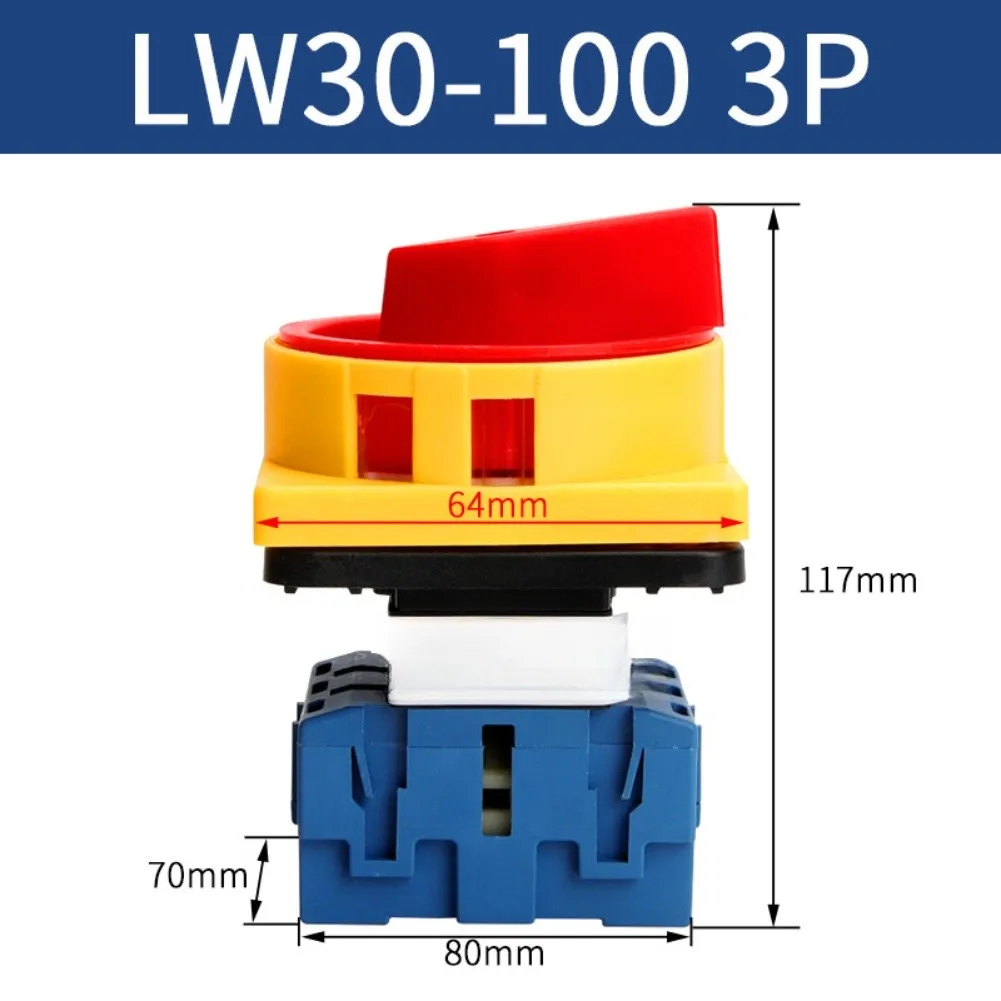 LW30 3P Rotary Changeover Switch 25-100A 380V Load Break Disconnect With Flexible Handle For Industrial Power Control Panel