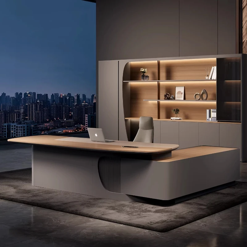 

Роскошный угловой офисный стол L-образной формы для руководителя, деревянный компьютерный стол-комбинация для чтения и работы