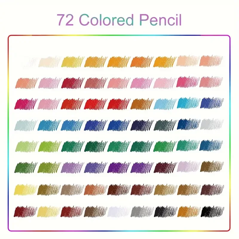 Lápis de cor premium |   Conjunto de 72, cabos de núcleo macio de 3,8 mm de qualidade, cores ricas e vibrantes, misturáveis, perfeitos para iniciantes