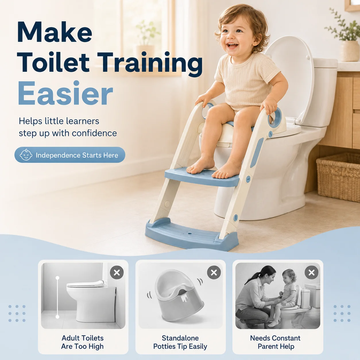 Baby Toilet Trainer Toilet Seat Ladder Step Stool Foldable Potty Seat Kids Bathroom Adjustable Anti Slip Portable Travel Set