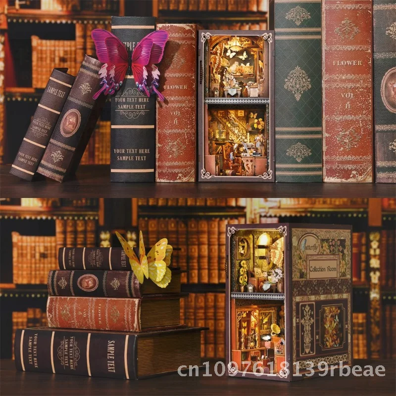 لتقوم بها بنفسك فراشة جمع غرفة نموذج ثلاثية الأبعاد اللبنات اليدوية المقصورة كتاب حامل لعبة خشبية هدية للأعمار 14 + التفاعلية #4