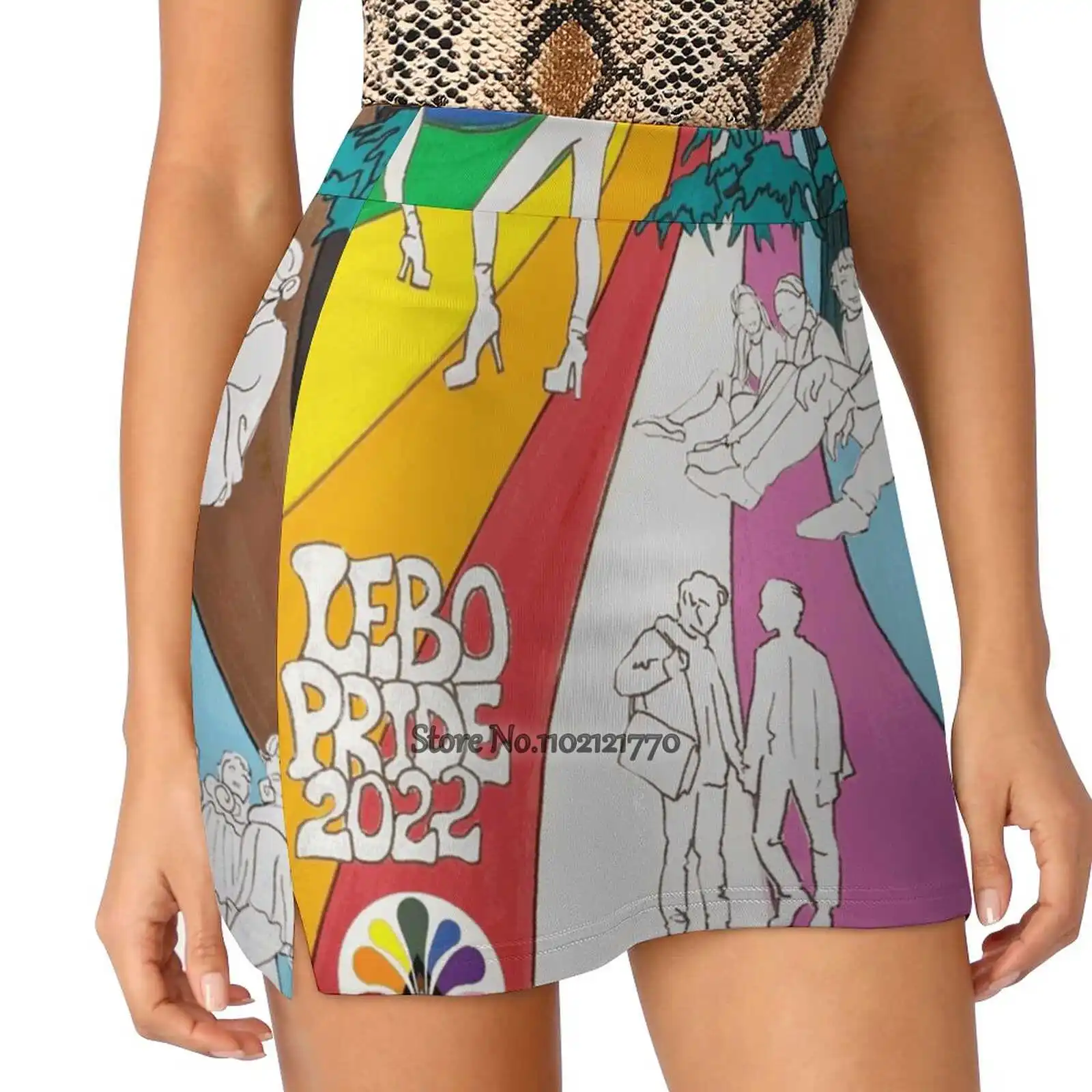 

Lebo Pride 2022 Poster Women'S Summer Fake Two Piece Skirts Casual Sports Beach Skirt Girl Skorts Lebo Pride Mt Lebanon Pride