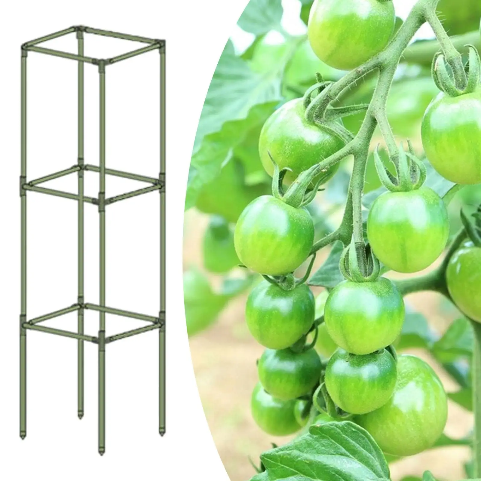 Square Tomato Cage Climbing Plant Support Stand Easy Assembly Multi Functional Bean Vegetable Stake Trellis for Beans