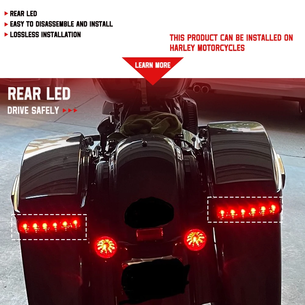 Motorcycle Led Saddlebag Turn Lamp Light Run Brake Light For Harley Touring Road King 2014-2022 Electra Street Glide CVO Limited