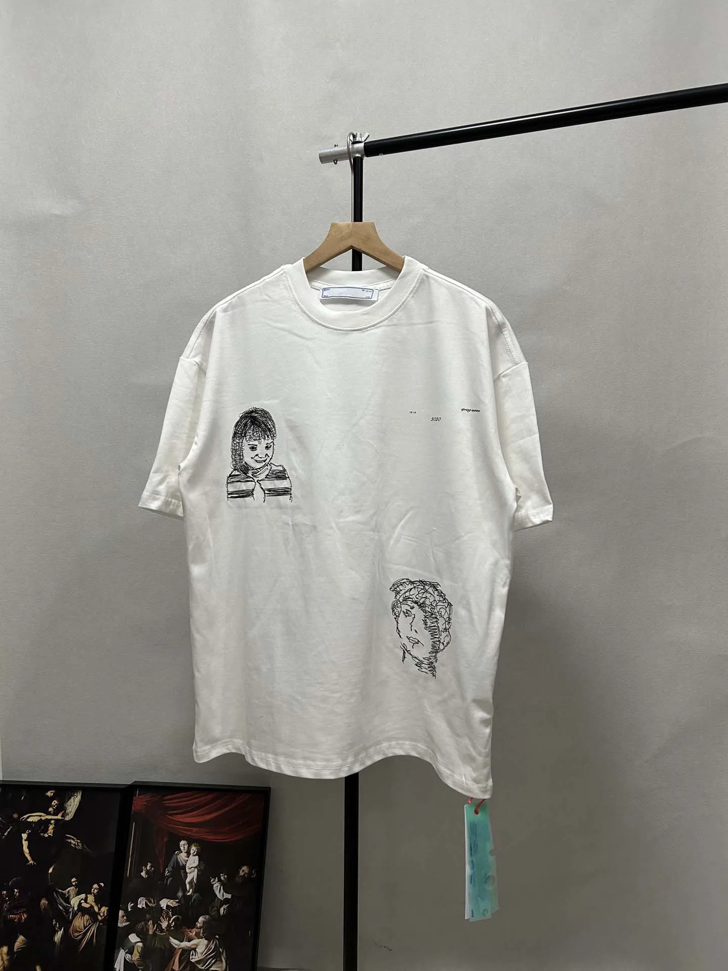 

Футболка с коротким рукавом 20SS "C/O" с вышивкой, оверсайз, унисекс, повседневная, из хлопка.