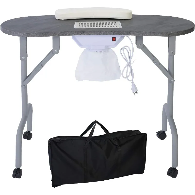 Portable Manicure Table Foldable Nail Desk with Dust Collector Professional Nail Tech Table for Technician Spa Salon Workstation