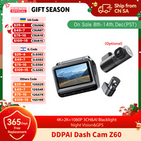 DDPAI Dash Cam Z60 4K+1080P Support Rear and Interior with GPS 5GHz WiFi  ADAS NightVIS 2.0 Dash Camera 24H Parking Monitor