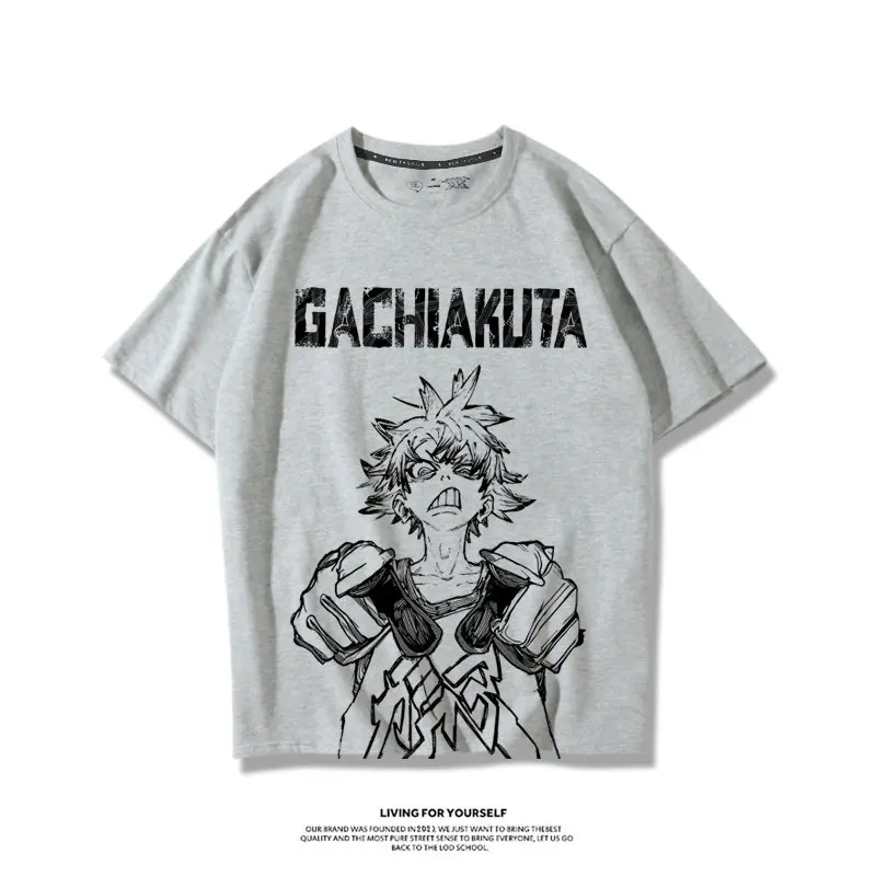 GACHIAKUTA Anime Rudo Same Style Short Sleeved Men Women Oversized Cotton T-Shirt Streetwear Hip Hop Female Male Clothing Tees