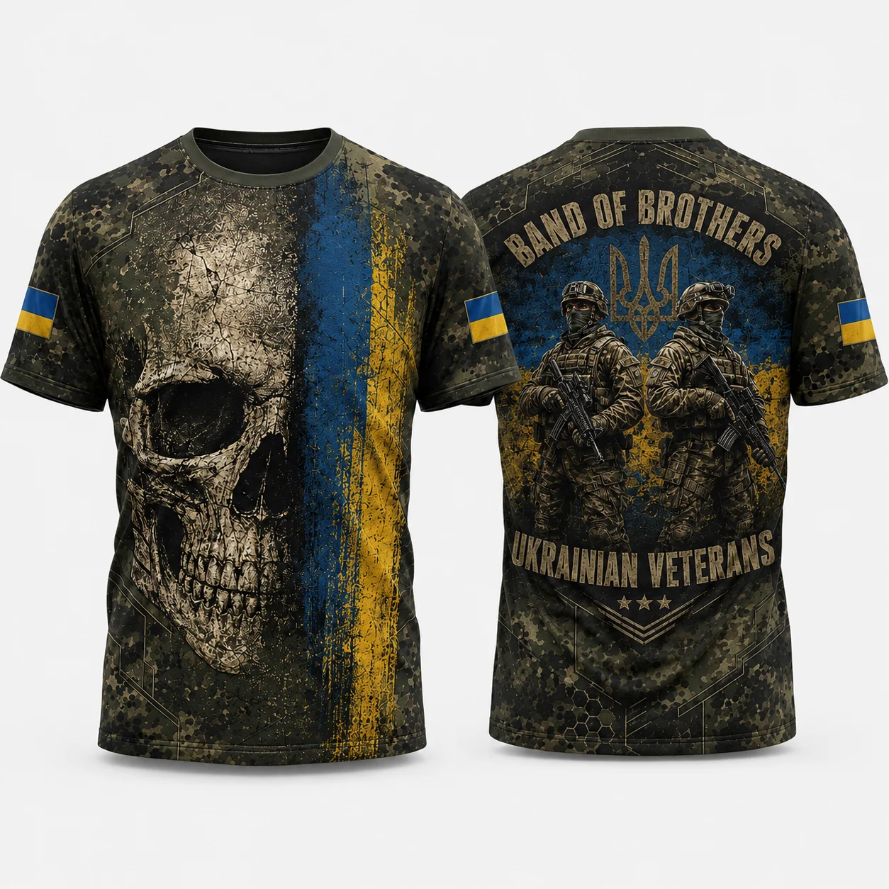 Spanish Veterans T Shirt 3D All Over Print Germany Skull Short Sleeve Crew Neck Camo Graphic Tee Veteran Gift Men Women